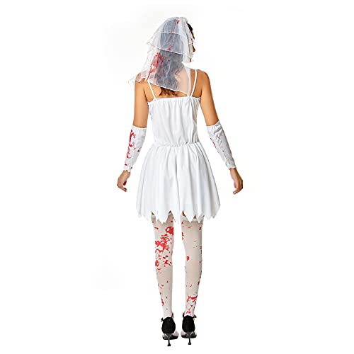 Faynore Womens Scary Bloody Zombie Nurse Costume Halloween Horror Ghost Cosplay Dress-up Bloody Nurse Uniform Party Outfits